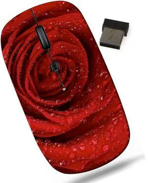 maizi Mouse Chromebook Laptop PC Notebook Mice 20307678 red Rose with Water d 2.4G Lightweight with USB Receiver Printed in USA