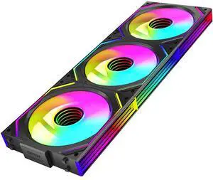 Jungle Leopard Interstellar V2 120mm Case Fan Infinity Mirror Module Daisy-Chain ARGB Fan Triple Pack with Controller Suitable for Computer Case & 360mm AIO Cooler(Black-3pack)