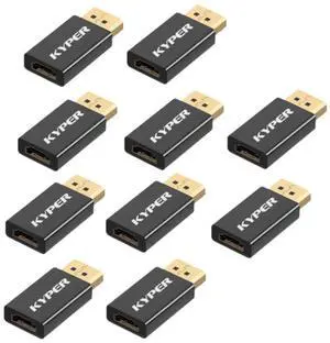 Kyper USKyper-584K DisplayPort to HDMI Adapter 10-Pack - 4K@30Hz Gold Plated DP Male to HDMI Female Converter for PC Laptop Monitor TV Projector