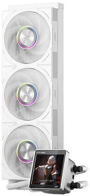 PCCOOLER CPU Cooler AIO Liuquid Freezer, 3.4-inch IPS Display, 360mm ARGB Water Cooling, High-Performance F7 X120 Modular Fan, Compatible with AM4/AM5, LGA115X/1200/1700/1851 (CPS DT360 White)