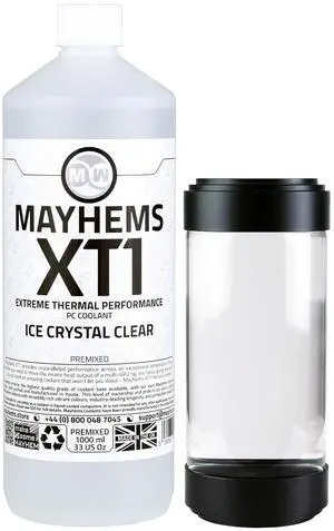 Mayhems - XT1 Premixed PC Coolant - Computer Water Cooling Fluid - Liquid Cooling, Thermal Performance Series, 1 Litre, Ice Crystal Clear