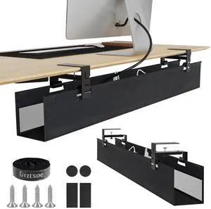 Under Desk Cable Management Tray, No Drill Standing Desk Wire Cable Management Tray, 40 Inch Cord Organizer for Office/Home/Game Rooms