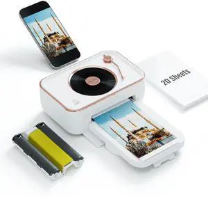 HPRT Photo Printer 4x6,+20 Sheets&1Ribbon White, Portable Instant Picture Printer for iPhone, Android, Audio Function, Thermal Dye-Sublimation, AR Video Printing,Wi-Fi Wireless Photo Printers