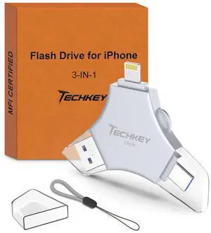 USB 3.0 Flash Drive for iPhone 256GB: MFi Certified 3in1 External Memory Photo Keeper Storage Stick for Picture/Video/Data Saver/Backup High Speed Thumb/Jump/Hard Drive for iPad/Android/PC -Grey
