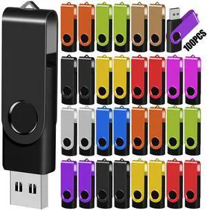 EASTBULL Flash Drives Bulk 8GB USB Thumb Drive 50 Pack USB 2.0 Memory Stick Swivel Pen Drive with Lanyard for Storage and Backup (8 GB 50 Colors)