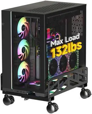 Pholiten Adjustable Computer Tower Stand,7.28 to 11.81 inch Wide Steel CPU Stand with 4 Rolling Caster Wheels,Under Desk CPU Holder PC Floor Cart PC Riser,132lbs Capacity Weight