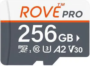ROVE PRO Micro SD Card microSDXC 256GB Memory Card with Full-Size SD Adapter 100MB/s Read Speed, C10, U3, V30, 4K, A2 for Dash Cam, Android Smart Phones, Tablets, Games