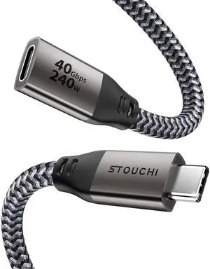 Stouchi 40Gbps USB 4 Extension Cable 5FT, 240W Fast Charging USB C Extension Extender, 8K@60Hz Type C Male to Female Cable Compatible with Thunderbolt 4, MacBook, iPhone 17/16, Flash Drive, USB Hub