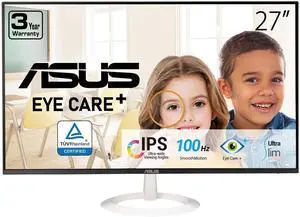ASUS 27 (27-inch viewable) Eye Care Monitor (VZ27EHF-W) - Full HD (1920 x 1080), IPS, 100Hz, 1ms, Frameless, Adaptive-Sync, HDMI, Low Blue Light, Flicker Free, Ultra-Slim Profile, 3 yr Warranty ASUS 27 (27-inch viewable) Eye Care Monitor (VZ27EHF-W) - Full HD (1920 x 1080), IPS, 100Hz, 1ms, Frameless, Adaptive-Sync, HDMI, Low Blue Light, Flicker Free, Ultra-Slim Profile, 3 yr Warranty