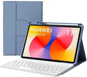 GYSDCAZ Spanish Ñ Keyboard Case for Huawei MatePad SE 11 2024, 360° Rotatable Magnetic Case with Pencil Holder,Detachable Bluetooth Keyboard,Purple