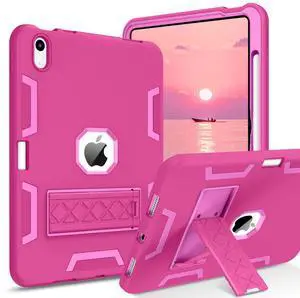 BENTOBEN iPad 10th Generation Case, 10.9 Inch 2022 iPad 10 Slim Fit Kickstand, Shockproof Protection Soft Silicone Bumper, Drop Protective Cover for Girls Boys Kids, Hot Pink Design