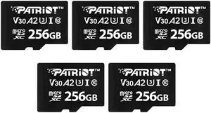 Patriot VX Series 256GB Micro SDXC V30 A2 UHS-I U3 4K UHD Memory Card 5 Pack - PSF256GVX32MCX5