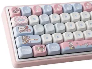 TYRIXKI PBT Keycaps 134 Keys MOA Profile Cute Keycaps Dye-Sublimation Alice Bunny Keycap Set Custom Keycap for Cherry Gateron MX Swithes Mechanical Keyboards