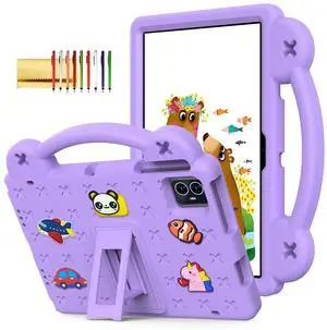 Dteck Case for Onn 10.1" Tablet 2024 Gen 4, Cartoon Panda Shockproof Rugged Lightweight Convertible Stand Handles Kids Friendly Case for Onn 10.1 inch 4 Gen Tablet 2024 (Model:100135925),Lightpurple