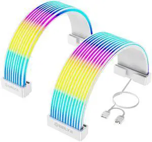 Sirlyr RGB LED Strips for PSU Cables - ARGB Lighting Sleeves for Power Supply Cable Extensions, Flexible PC Case Light Kit for GPU & Motherboard Wires 8 pin PCIE/12VHPWR,24 Pin ATX
