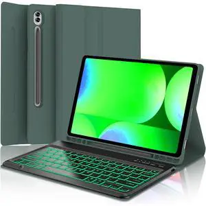 Backlit Keyboard Case for Samsung Galaxy Tab S10+/ S9+/ S7+/ S8+ Plus with S Pen Holder, Smart Keyboard Case (Dark Green)