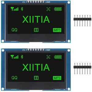 XIITIA 2pcs 2.42 inch 128x64 OLED LCD Display Module SSD1309 7 Pin SPI/IIC I2C Serial Interface for Arduino UNO R3 (Green Light)