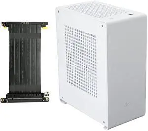 ZZEW A1P Mini-ITX Case, Micro ITX PC Case, Mini Computer Case in White Color, Full Aluminum Small Gaming Case with 3.0 Dual Reverse PCI Riser Cable