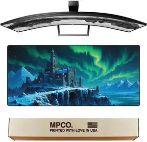 MPCO. Dark Fantasy Large Gaming Desk Pad - 36" x 17" Duraglyde Fabric Whispers of the Northern Sky Desk Mats - Non-slip, Washable, Smooth Glide for Precision Gaming & Work