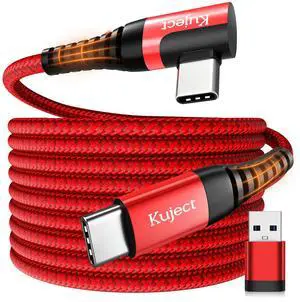Kuject Link Cable 20FT Compatible for Quest 3S/3, Quest 2/Pro, Pico 4, Nylon Braided Accessories for Rift S/Steam VR Games, USB 3.0 Type C to C High Speed Data Transfer Cord for Gaming PC, Red