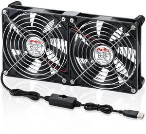 Wathai 2X 140mm USB Powered Cooling Fan 2 in 1 with Speed Control for PC Computer Cabinet PS5 Xbox AV Receiver Cooler