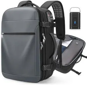 RIFESI Vacuum Backpack Travel,60L Expandable Vacpack Backpack with Vacuum Pump, Water Resistant &TSA Lock, Easyvacpack Carry On Backpack Flight Approved Fits 17.3" Laptop, Grey