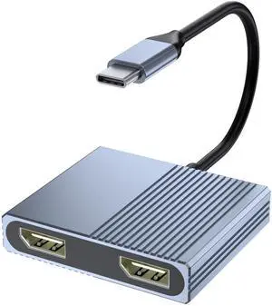 USB C to Dual Displayport Adapter for Mac/Dell/HP Laptop, 4K@60Hz Displayport Splitter 1 in 2 Out for Dual Monitors Extended Display, USB C to Display Port Cable, Dual Monitor Adapter, MST Hub