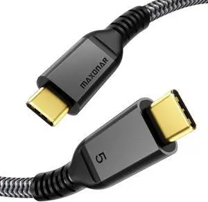Maxonar 3FT Thunderbolt 5 Cable 80Gbps, up to 120Gbps Bandwidth Boost, 240W Power, Dual 8K Display, Compatible with Thunderbolt 5/4, USB4, MacBook Pro/Air, iPhone 16 Series, Premium Braided Cable