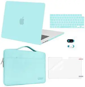 MOSISO Compatible with MacBook Air 15 inch Case 2025 2024 2023 Release M4 A3241 M3 A3114 M2 A2941, Plastic Hard Shell&Carrying Sleeve Bag&Keyboard Cover&Webcam Cover&Screen Protector, Turquoise