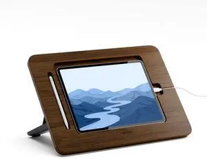 AFOOYO Bamboo Tablet Drawing Stand Tablet Holder - Portable & Adjustable 5 Angles,Laptop Stands Riser,Compatible with 12.9/13 inch iPad Pro-3rd-7th Gen(Walnut Varnish)