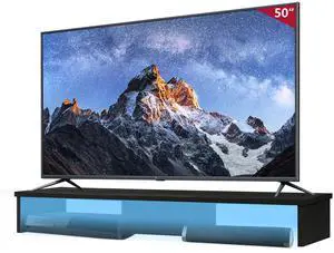 TV Riser Stand with LED Lights, 42.5in Super Large Monitor Stand with Phone Tablet Holder, Tabletop TV Stand Riser for Desk, Desktop Organizer for Computer, TV, Laptop, Printer