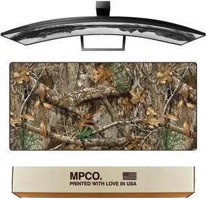 MPCO. Real Tree Large Gaming Desk Pad - 36" x 17" Aeroglyde Fabric Edge Green  Without Logo Desk Mats - Non-Slip, Washable, Smooth Glide for Precision Gaming & Work