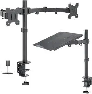 VIVO Dual 13 to 27 inch LCD Monitor Mount and Single Laptop Desk Mount Kit, Heavy Duty, Fully Adjustable Stand and Laptop Mount (Bundle)