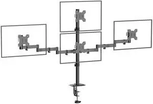 Pholiten Quad Monitor Mount for 13-32 Inch Screens, Fully Adjustable 4 Monitor Stand with Swivel, Tilt, Rotation, Clamp & Grommet Base Kit,75 * 75MM/100 * 100MM Vesa Stand, Max Load 22lbs