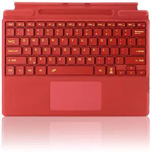 Type Cover for Microsoft Surface Pro 11 Pro 10 Pro 9 Pro 8 Pro X, 13 inch, Ultra-Slim Bluetooth Keyboard with Multi-Touchpad Mouse Rechargeable, 7-Color LED Backlit (Red with Backlit)