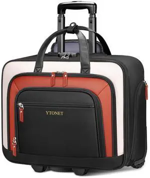 Ytonet Rolling Laptop Bag, Rolling Briefcase for Women with Lock, 17.3 Inch Carry On Laptop Bag with Wheels, Roller Bag with Insulated & Waterproof Pocket, Teacher Bag for Work Travel Business College