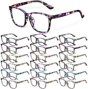Jerify 18 Pack Blue Light Glasses for Woman Men, Fashion Bluelight Blocking Glasses for Computer Use Gaming Work, Anti Eyestrain (6 Colors)