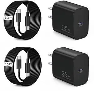 35W USB C Fast Charger for iPad Pro 13/12.9/11 inch, iPad 11th/10th Gen, Mini 7/6, Air 6/5, 2-Pack Type C Charger Block & 10FT Long USB C Cable, PD 3.0 Super Fast Carging for iPhone 17/16/15 Pro Max