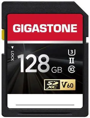 GIGASTONE 128GB SD Card UHS-II V60 U3 SDXC Memory Card High Speed Read up to 250MB/s 4K Ultra HD UHD Video for DSLR Canon Kodak Olympus Digital Camera, with 1 mini case