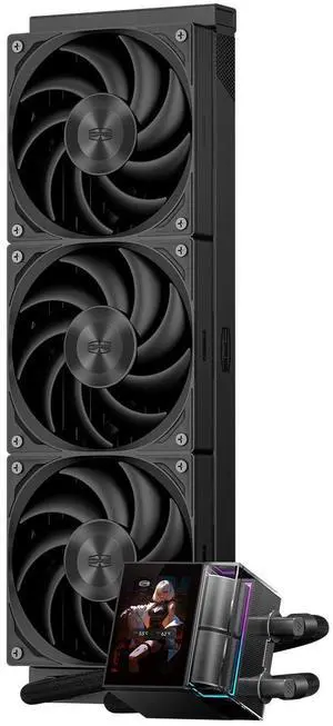 PCCOOLER AIO CPU Cooler Liquid Freezer - 3 Pack F5 R120 Case Fans - 2.4 Inch IPS LCD Screen 360mm Liquid Cooler Compatible with AM4 AM5 Intel LGA 1700/1851/20XX CPS Water Cooling(DS360 Display BK)