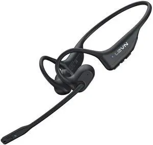 LEVN Open Ear Bluetooth Headset with Microphone (AI Noise Cancelling) Sweatproof Wireless Headset with Mic for Work