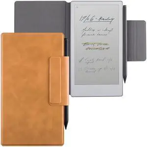 BOZHUORUI Magnetic Case for Remarkable Paper Pro Move (7.3",2025 Released) | Pen Buckle Design | Thin & Lightweight | Book Folio Style | PU Leather Cover with Sleep/Wake (Orange Color)