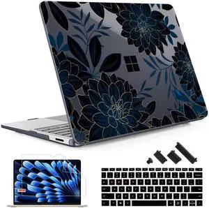 May Chen Case ONLY Compatible for 2024+ 13.8" Microsoft Surface Laptop 7 Windows PC with ARM CPU and AI-Powered Copilot+, Plastic Hard Shell Case with Keyboard Cover, Luxury Dahlia