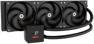 ENERMAX LIQMAX V4 360mm AIO CPU Liquid Cooler w/Digital Display, 3X 120mm SilentFlow PWM Fan 390W TDP, for Intel 1851/1700/1200/115X, AMD AM5/AM4