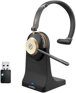 LUXEE* Wireless Headset with Mic, Noise Cancelling Headphones for Work/Trucker Bluetooth Headset V5.3/Best Headsets to Work from Home/Office/Computer/Phone/Zoom,Call Center. Auto Switch BTW 2 Devices