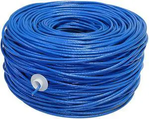 Premiertek 1000Ft Cat6 23AWG 550MHz Solid 100% Bare Pure Copper UTP Solid 4-Pairs Network Ethernet LAN Cable Bulk Blue (CAT6-BC-1KFT-BL)