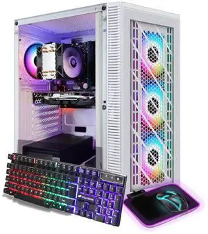 STGAubron Gaming PC Computer Desktop, Radeon RX 5500 XT 8G GDDR6, Intel 10th Gen G5905 3.5G, 16G DDR4 Memory, 512G SSD, 600M WiFi, BT 5.0, RGB Fan x 4, RGB Mouse Pad, Windows 11 Home,White STGAubron Gaming PC Computer Desktop, Radeon RX 5500 XT 8G GDDR6, Intel 10th Gen G5905 3.5G, 16G DDR4 Memory, 512G SSD, 600M WiFi, BT 5.0, RGB Fan x 4, RGB Mouse Pad, Windows 11 Home,White