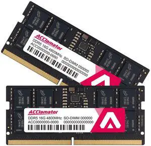 DDR5 RAM 32GB (2x16GB) 4800MHz (PC5-38400) CL40 SODIMM Laptop Memory Module Ram 1.1V 262 Pin Non-ECC Unbuffered Acclamator
