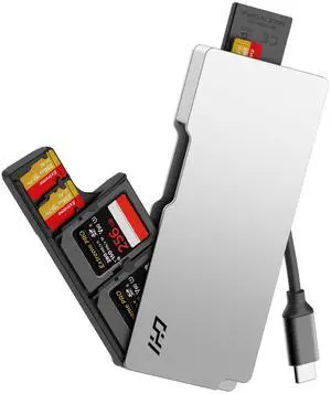 CHI Ranger Air High Speed SD Card Reader & Storage Case Holder for SD/TF/Micro SD Cards - Aluminum Dual Reader with USB-C 3.2, Type-C UHS-II for Smartphone, Computer, Pad, Drone and Actions Cameras