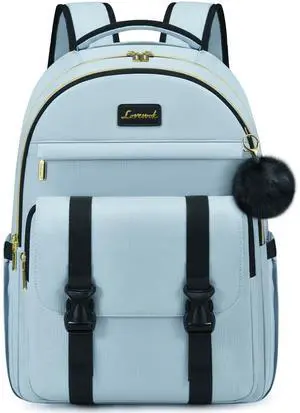 LOVEVOOK School Backpack for Teen Girls, Student Backpack Purse for 14-16 Teenage, Cute Kid Bookbag, Back to School Backpacks Fit 15.6 Inch Laptop, Large College Travel Bag, Sky Blue